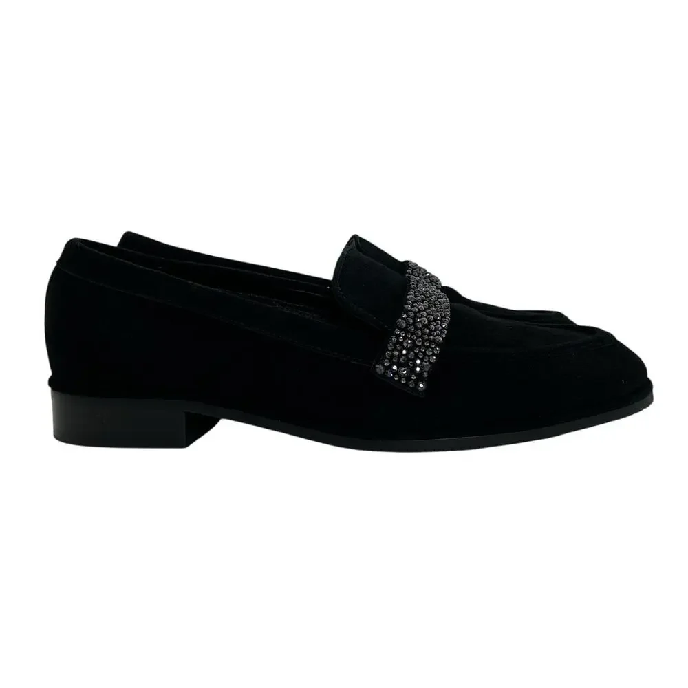 Stuart Weitzman Refined Black Palmer Sleek Royale Loafers Size 5.5 B